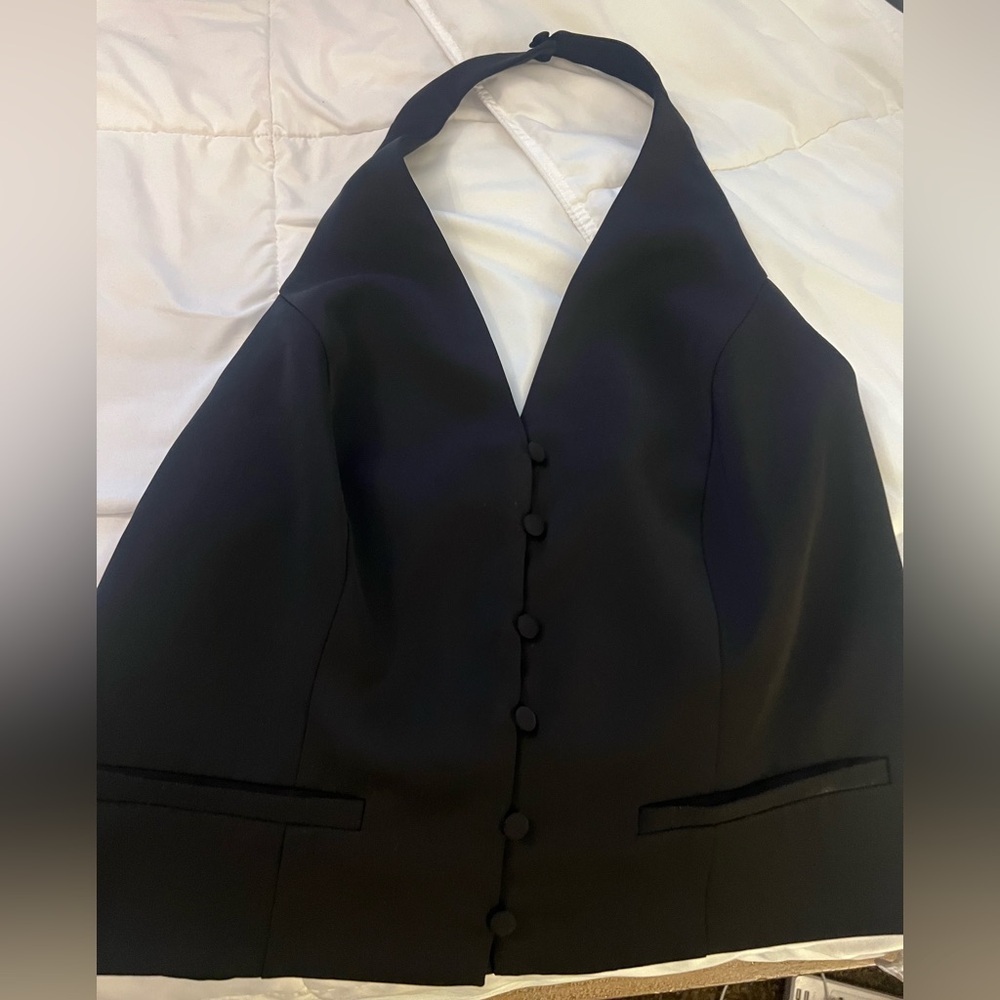 Bar III Black Smocked halter top/vest